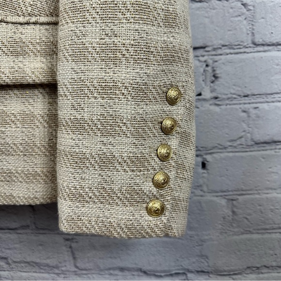 L’AGENCE Kenzie Double Breasted Blazer Shoulder Pads Ecru-Gold Check 16 NWT - Picture 12 of 13